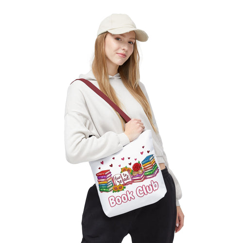 Book Club Tote Bag – 'Love to Read' Stacked Books Design