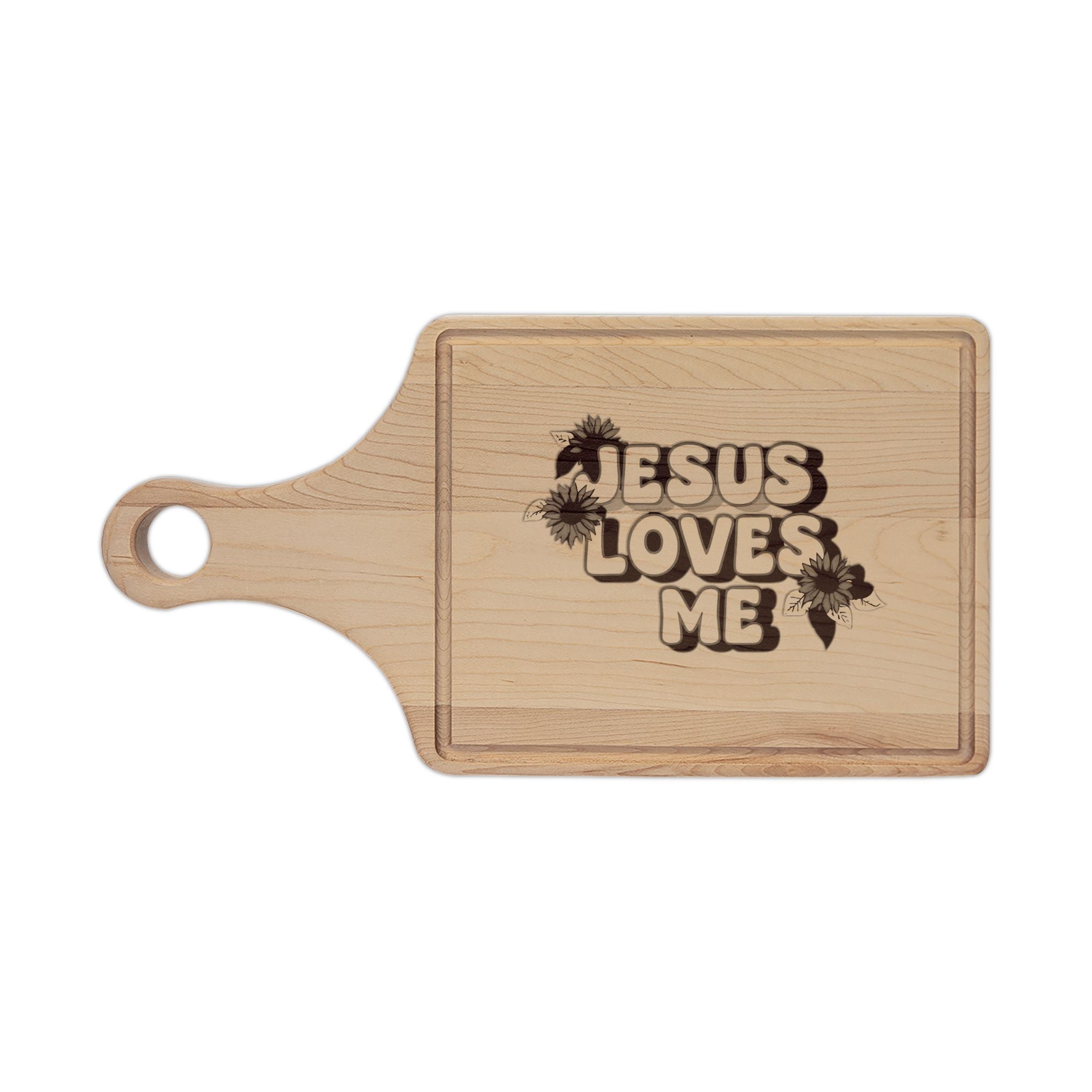 Jesus Loves Me Engraved Wooden Cutting Board — Faith Kitchen Serving & Gift