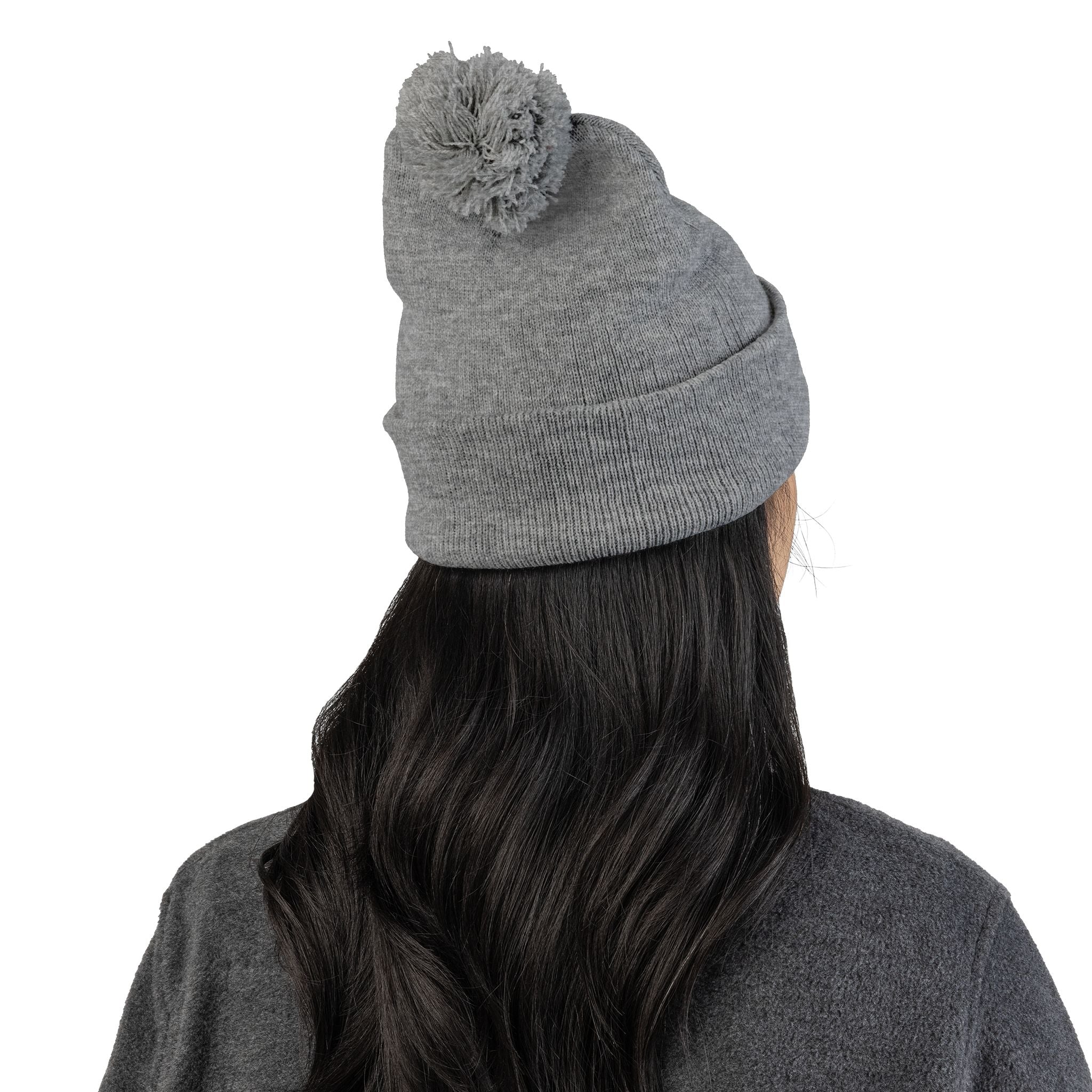 Embroidered Pom-Pom Beanie — "Jesus Loves Me" Floral Knit Cap