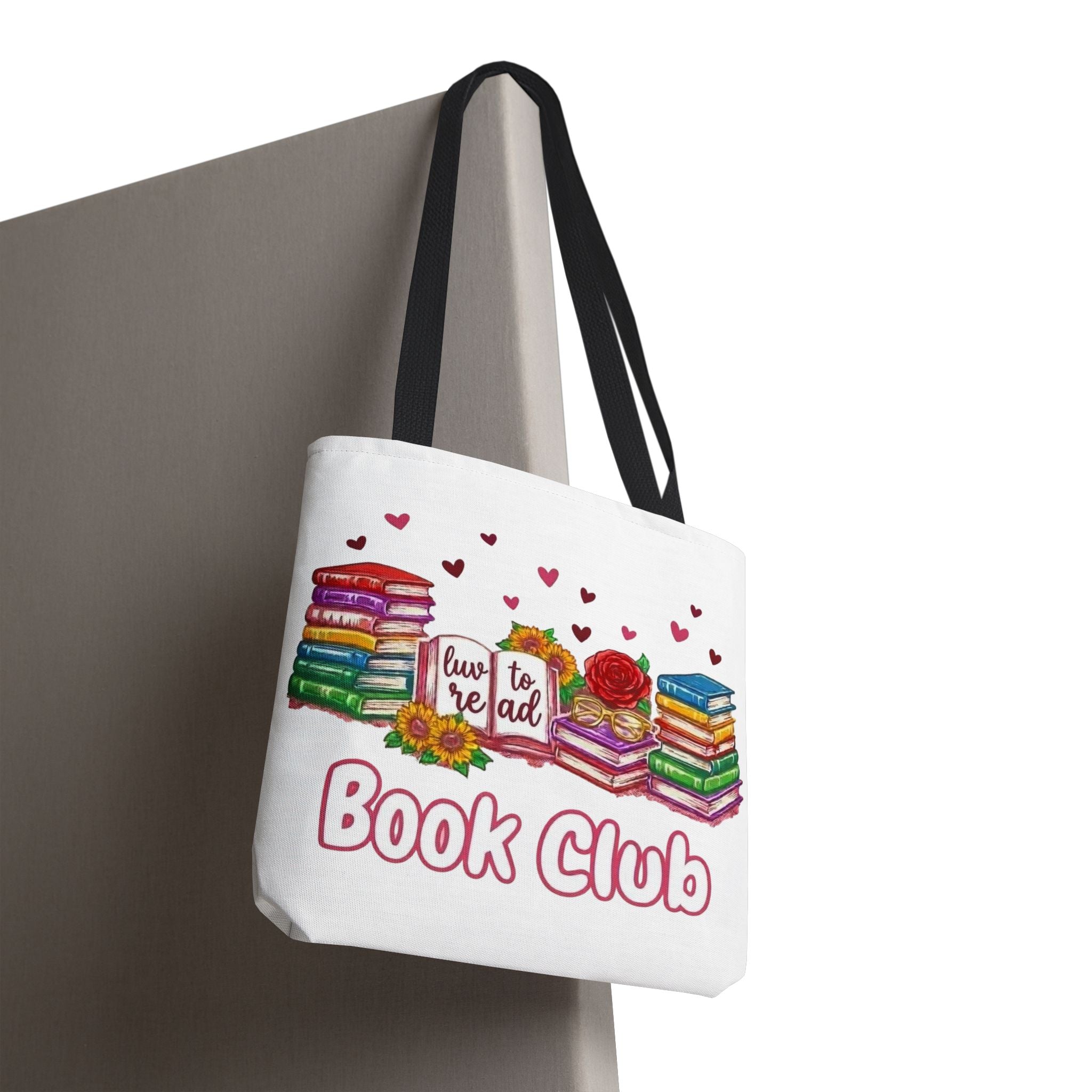 Book Club Tote Bag – 'Love to Read' Stacked Books Design