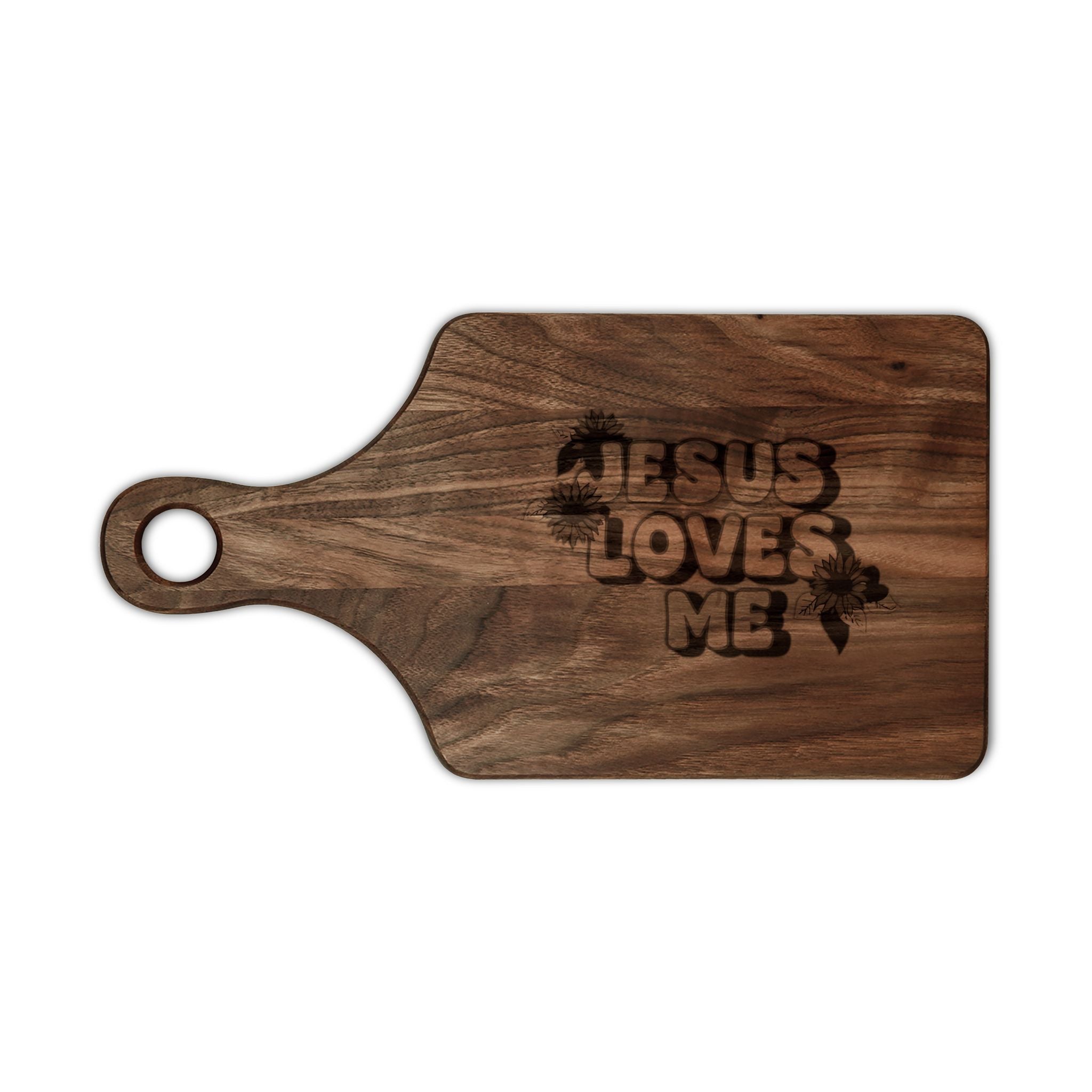 Jesus Loves Me Engraved Wooden Cutting Board — Faith Kitchen Serving & Gift