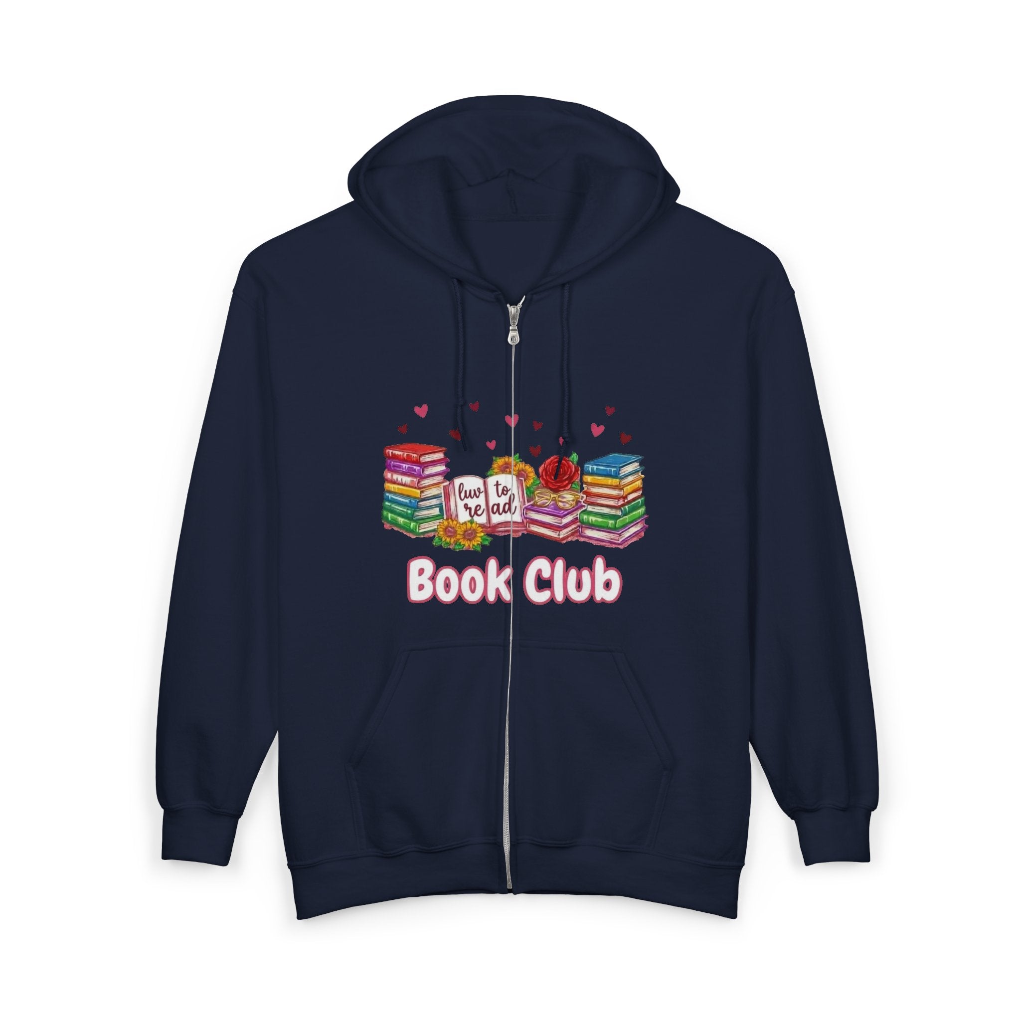 Book Club Zip Hoodie — Cute Stacked Books Design