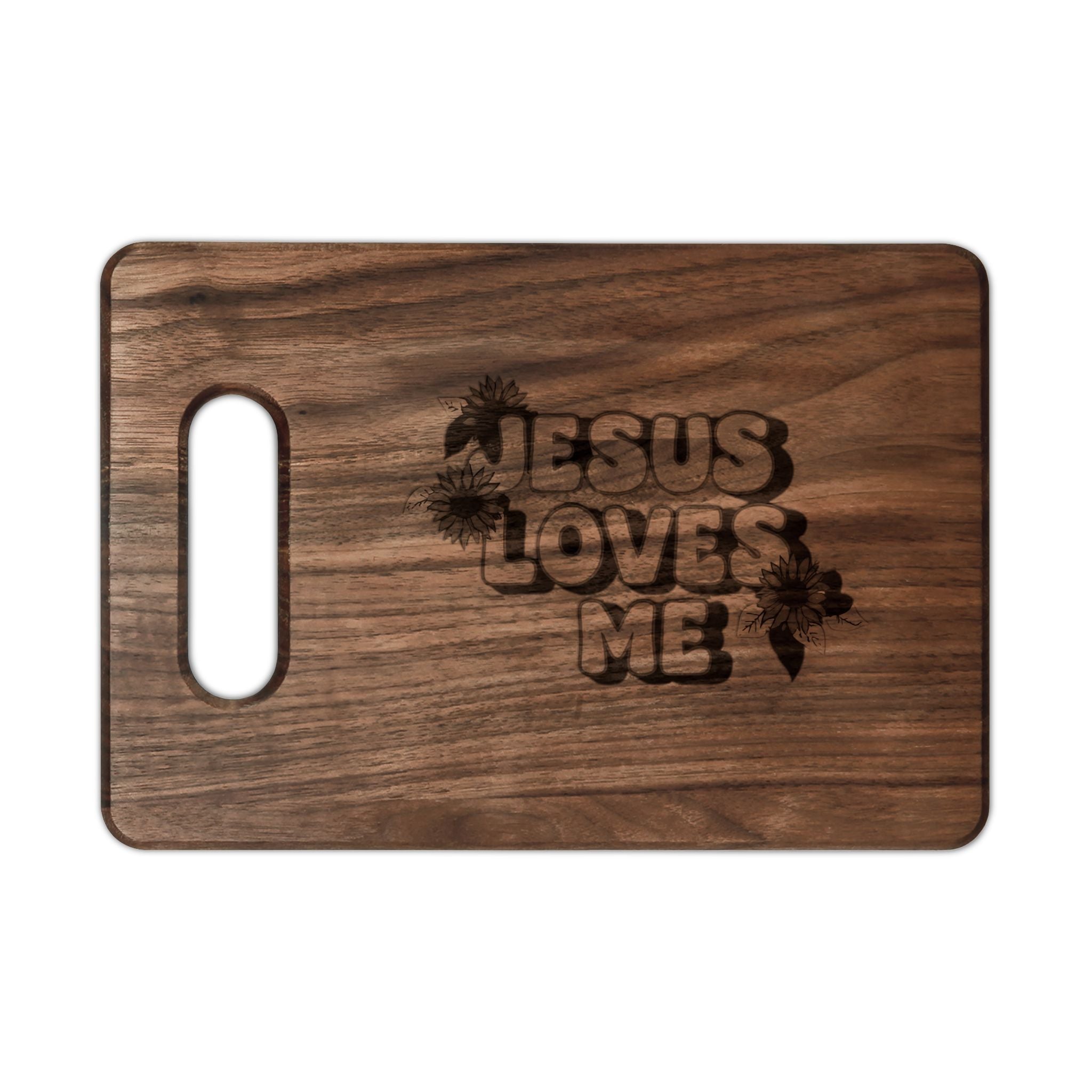 Jesus Loves Me Engraved Wooden Cutting Board — Faith Kitchen Serving & Gift