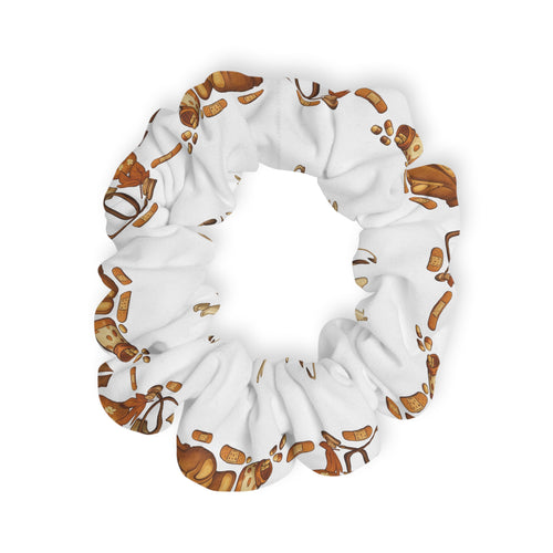 Cute Brown Bear Pattern Scrunchie – Cozy Woodland Hair Accessory