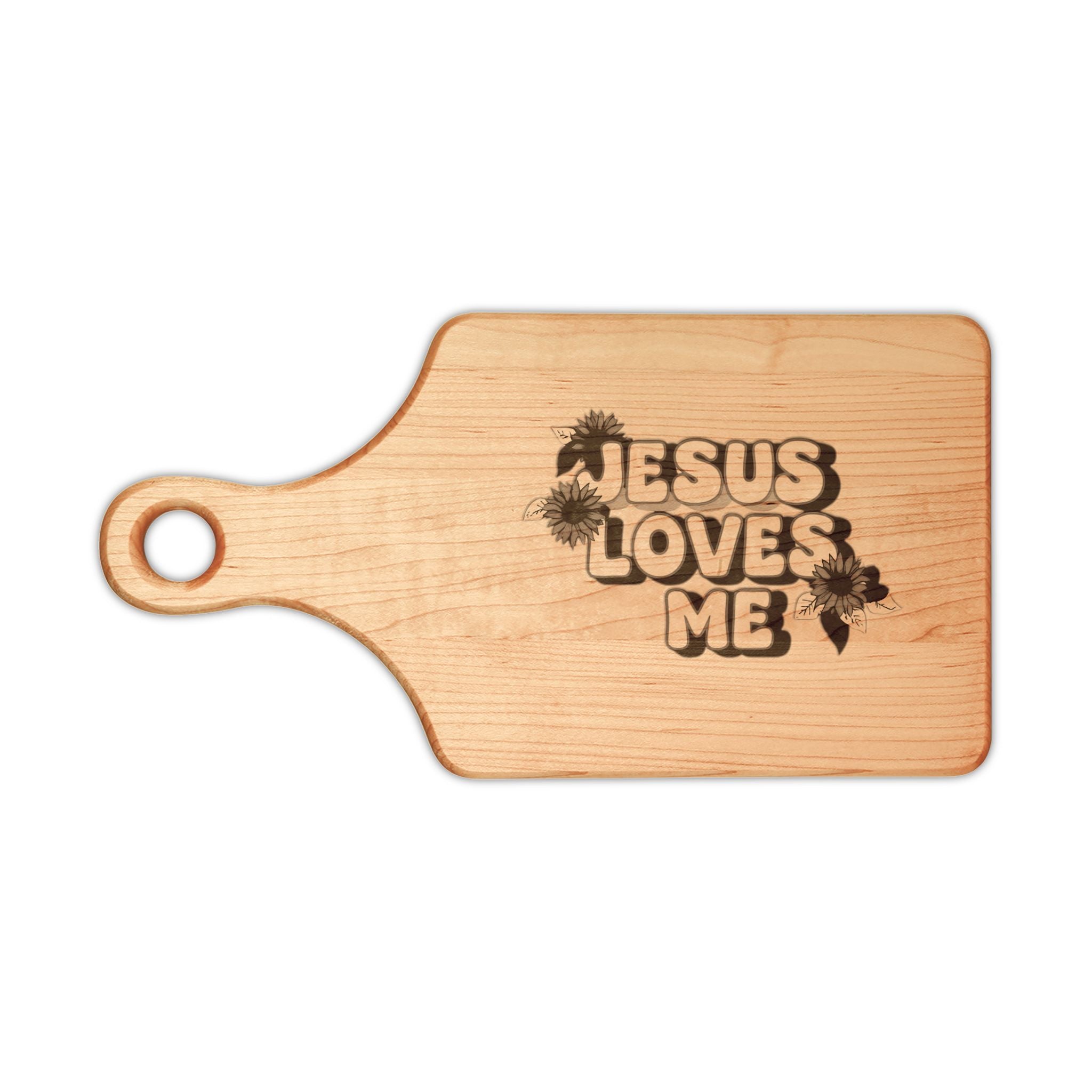 Jesus Loves Me Engraved Wooden Cutting Board — Faith Kitchen Serving & Gift