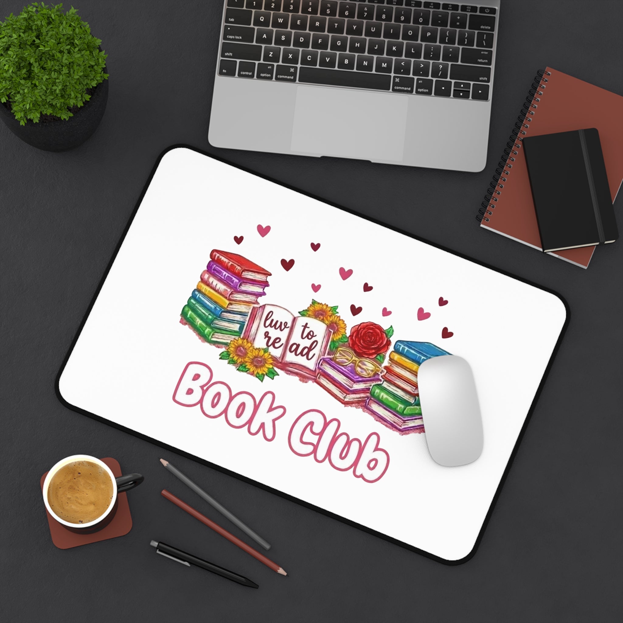Book Club Desk Mat - Colorful Stacks & 'Love to Read' Design