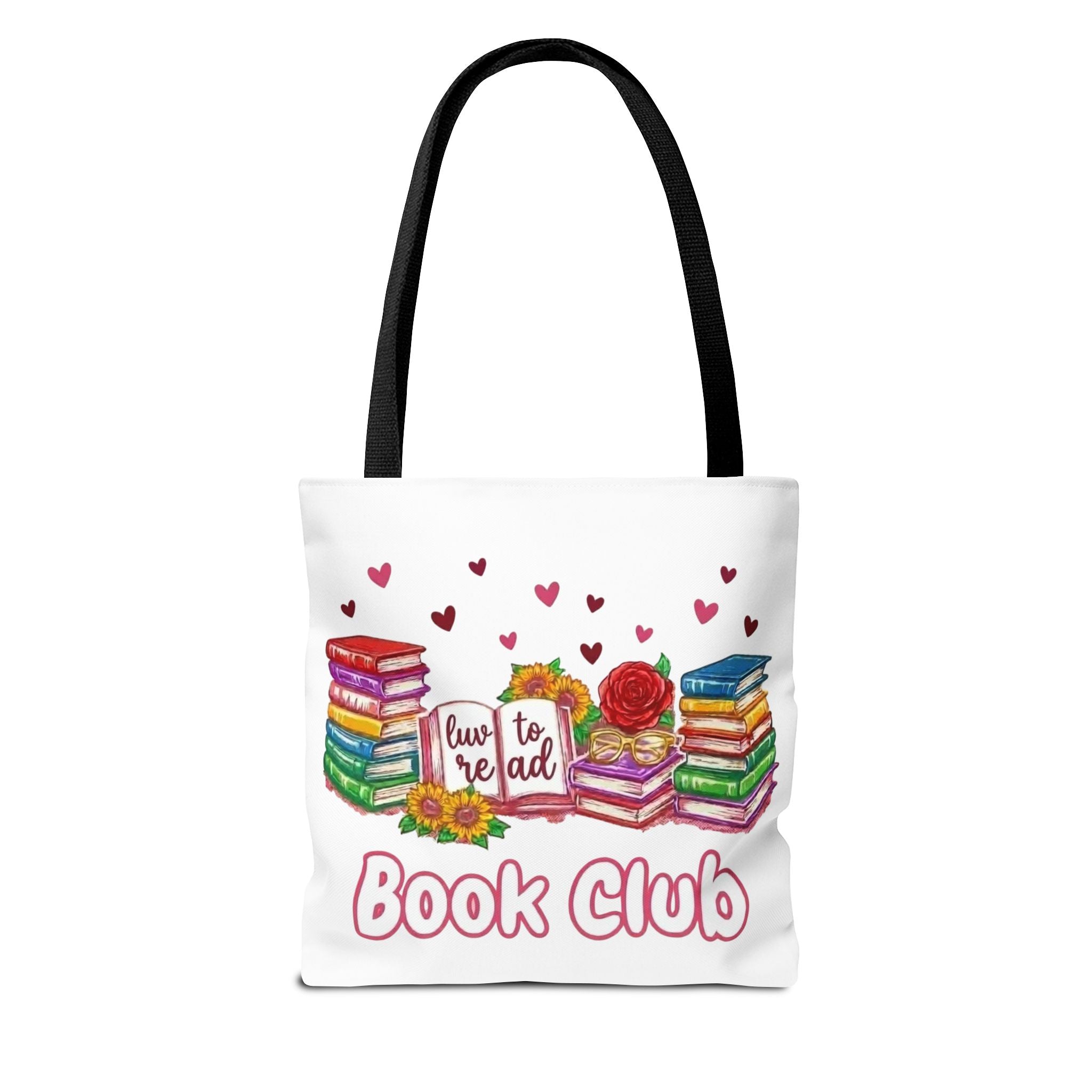 Book Club Tote Bag – 'Love to Read' Stacked Books Design