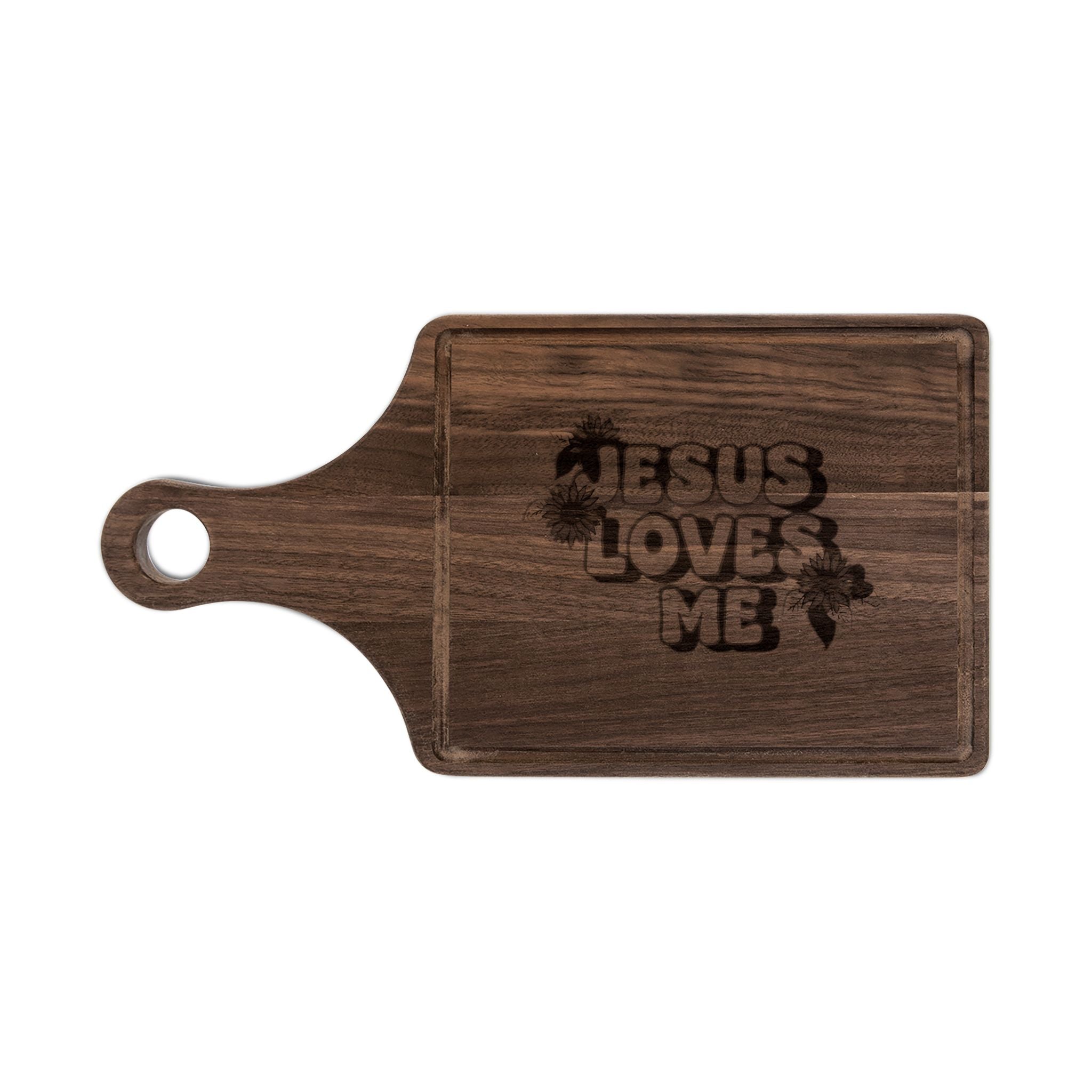 Jesus Loves Me Engraved Wooden Cutting Board — Faith Kitchen Serving & Gift