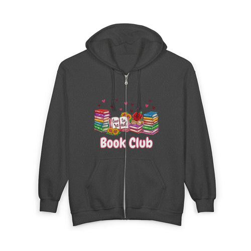 Book Club Zip Hoodie — Cute Stacked Books Design