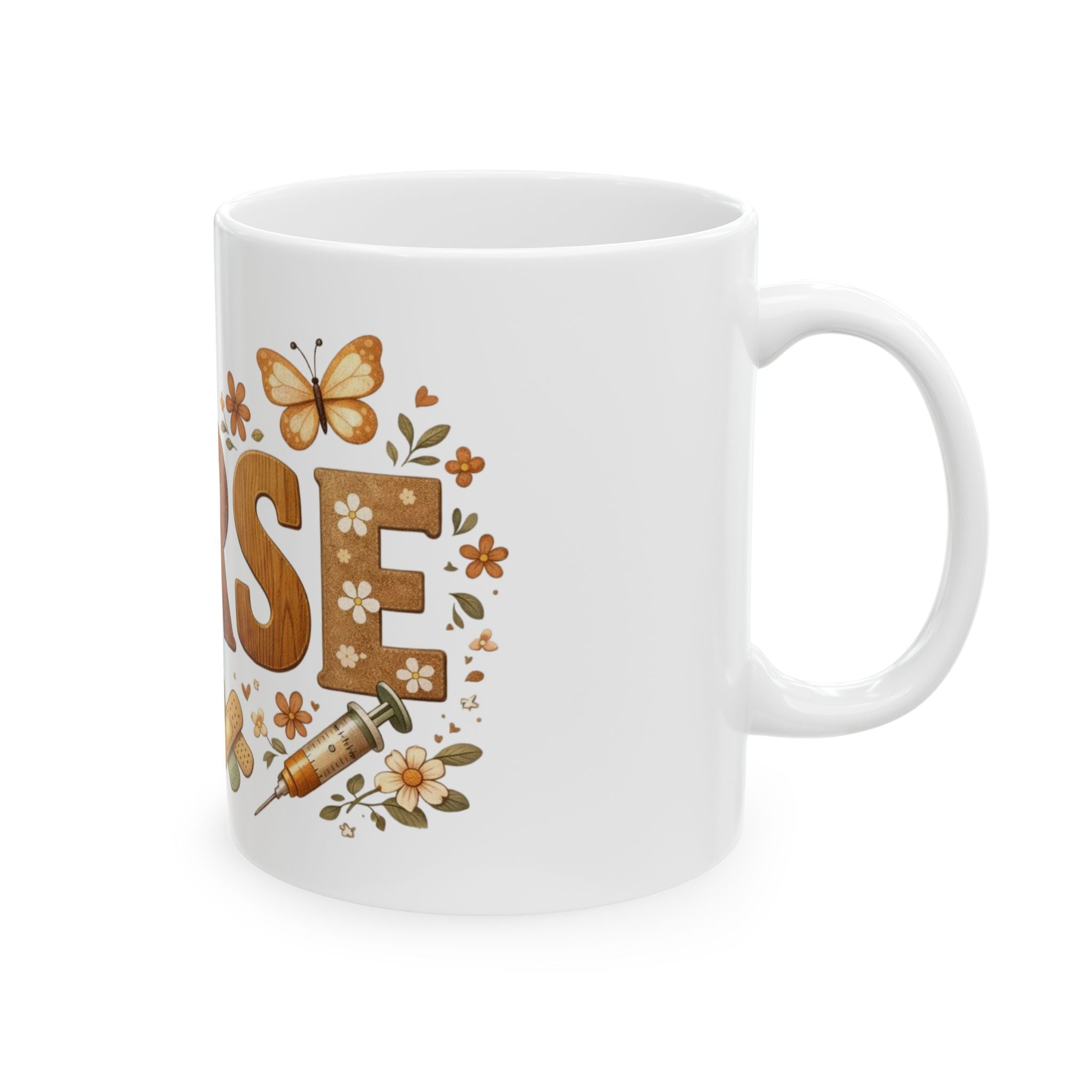 Nurse Ceramic Mug — Rustic Brown Medical Icons & Leopard Print Coffee Cup (11oz/15oz)